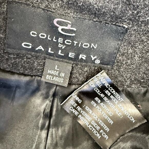 Collection By Gallery Wool Blend Zip Up Peacoat Faux Fur Collar Size L Dark Gray - Picture 16 of 16